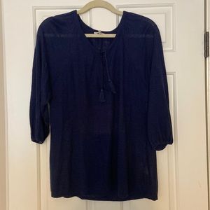 Joie, linen, navy blue top, size small